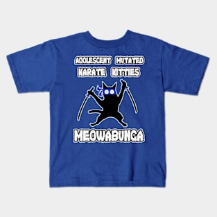 Adolescent Mutated Karate Kitties Blue Kids T-Shirt